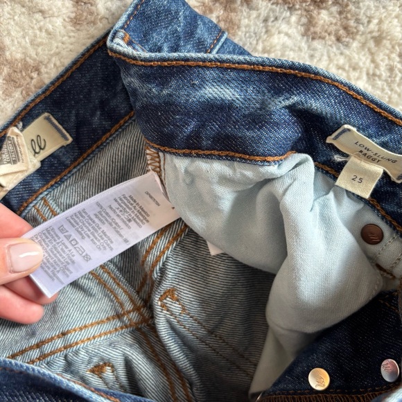 Madewell Low-Slung Baggy Jeans Moffat Wash Cotton Denim Wide Leg Dark Wash - Picture 7 of 7